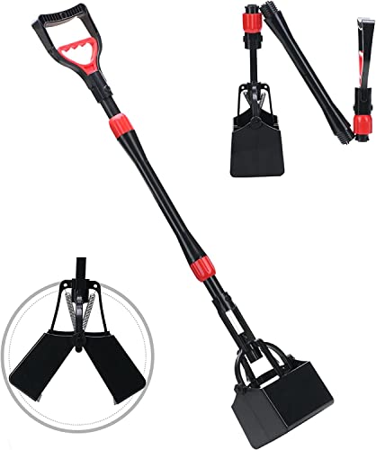 PAWCHIE Hundekotschaufel faltbar mit langem Griff, kein Bücken über den Hundekot, entfernt neues Upgrade, ergonomisch, tragbar, perfekt für den Außenbereich, einfacher Abfall Cover