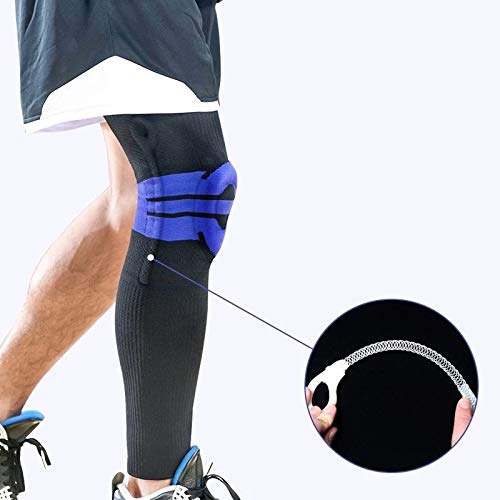 1 Pair Silicone Spring Support Knee Pad Basketball Meniscus Patella Protector Compression Leg Sleeve Sports Football Cycling