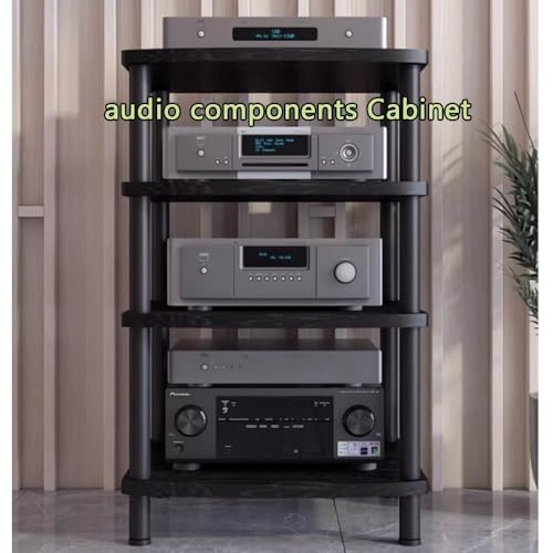 Étagère stéréo en teck à 3 niveaux : meuble audio réglable - 3