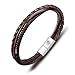 Produktbild Casisto.J Lederarmband Herren Armband Herren Männer Leder Edelstahl Gravur Schwarz Braun Geflochten mit Magnet Verschluss