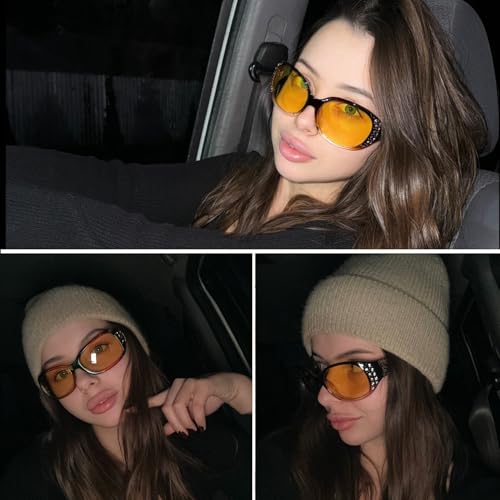 LVIOE Night-Vision Driving Glasses Wrap Around Anti Glare with Polarized Yellow Lens for Women2