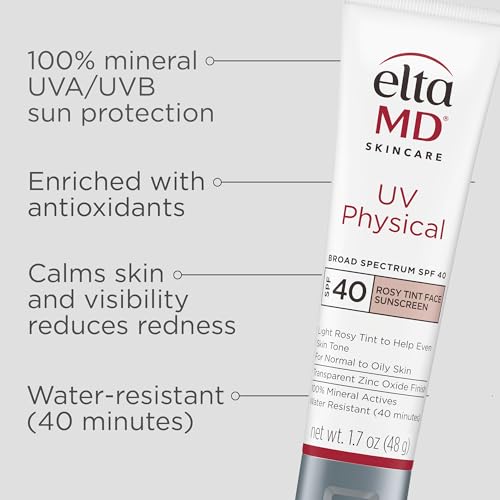 EltaMD UV Physical Rosy Tint Sunscreen for Face, SPF 40 Antixoidant Tinted Sunscreen, 100% Mineral Actives, 1.7 oz - Image 3