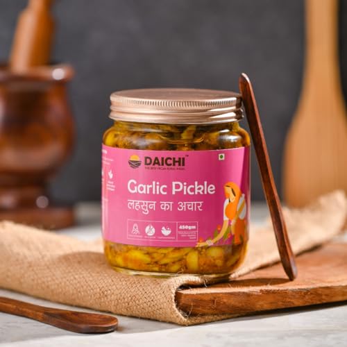 Image of Daichi - Garlic Pickle | Crafted with love by women artisans | Sun cured | Cold-pressed mustard oil | In-house spices | No Preservatives 500gm (Pack of 2)