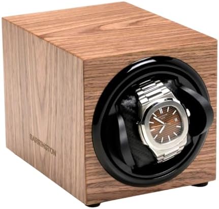 BARRINGTON Single Watch Winder for Automatic Watches with Silent Japanese Motor | Watch Winder for Rolex, Omega & Others | Adjustable TPD 650-1950 | AC Operated | Battery Backup (American Walnut)