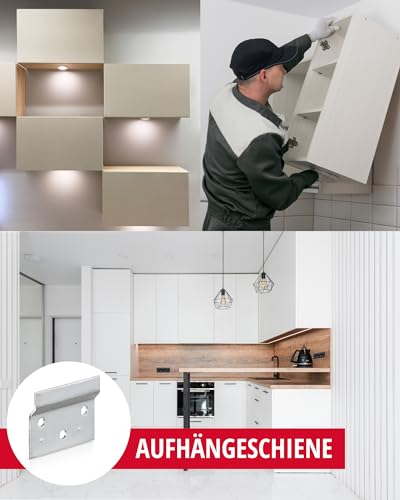 Gedotec Aufhängeschiene Metall verzinkt | 6 Stück - Wand-Befestigung für Hänge-Schränke | Länge 60 mm | Wandschiene für Schrank-Halterung | zum Schrauben für Schrankaufhänger | Trägerplatte Stahl