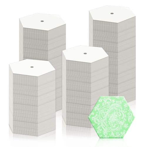 Neworkg 400 PCS 1.25 Inch White Hexagon Paper Piecing Templates for Quiltin