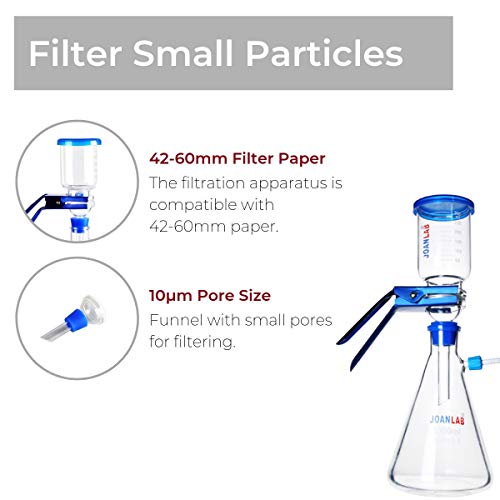 JOANLAB Apparecchio di distillazione di filtrazione a vuoto da laboratorio, 1000 ml Filtro boccetta Set graduato Apparato di aspirazione per il filtraggio