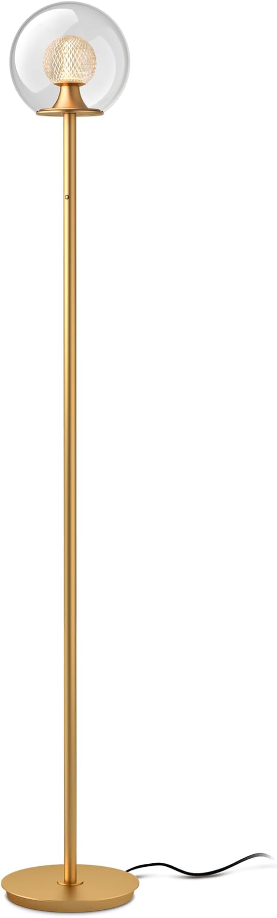 Gold Floor Lamp with Dual-Globe Glass Shade Memory Function Art Decor 4-Stage Touch Control Dimmable Modern LED Corner Standing Floor Lamp for Bedroom Office Living Room Bedside