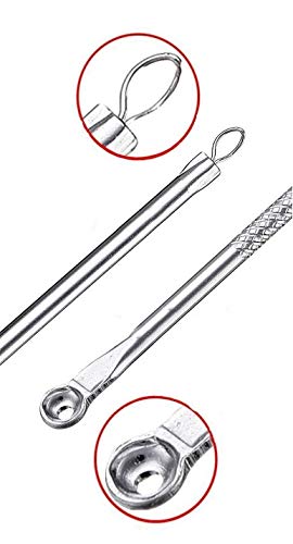 Image of Stainless Steel Blackhead Remover Needle Tool with Foundation Puff, 2-Piece Set