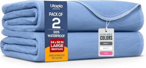 Image of 2 Pack Waterproof Reusable Heavy Absorbency Incontinence Bed Pads 34 inchx52 inch