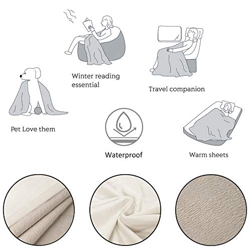 Ameritex Pet Bed Blanket Reversible 100% Waterproof Velvet Super Soft for Sofa and Bed (52x82 Inches, Cream+Beige) - Image 7