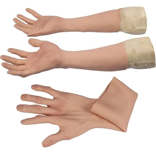 Gants vieux homme silicone réalistes avec protection de bras