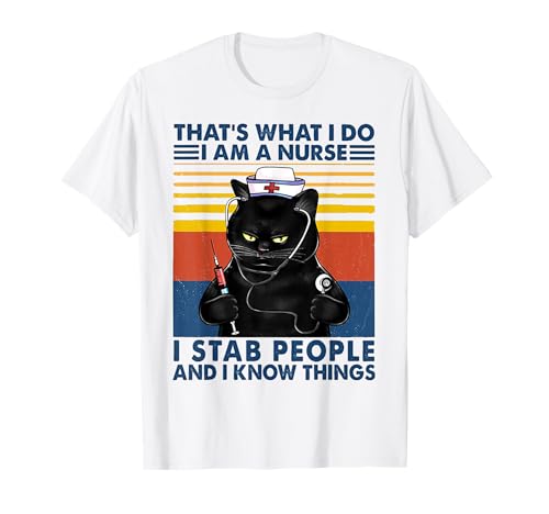 That's What I Do I Am A Nurse I Stab People Cat Vintage T-Shirt