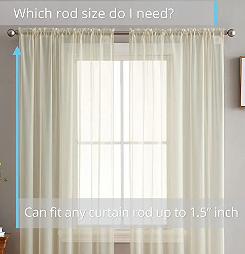 Hlc.me Beige Sheer Voile Window Treatment Rod Pocket Curtain Panels For Bedroom And Small Windows (54 X 63 Inches Long, Set Of 2) #TOP1