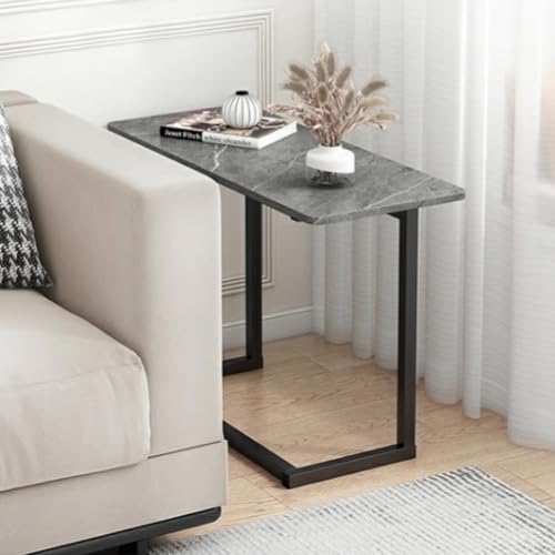 Mesa auxiliar de sofá en forma de C blanca de mármol para salón pequeña y dormitorio 3