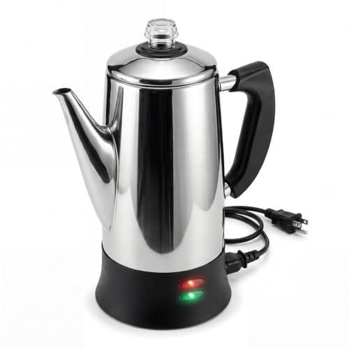 Image of ALPHA LIVING PC-12SS Electric Coffee Percolator, 12 Cup Stainless Steel