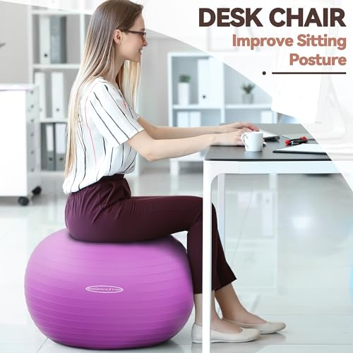 image for Fitvids Anti-Burst and Slip Resistant Exercise Yoga Ball with Quick Pu