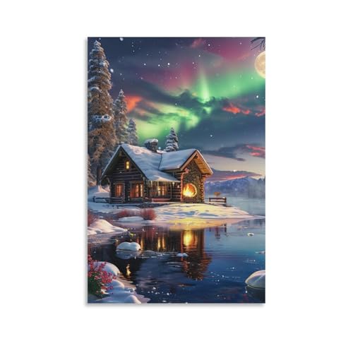 Cuadro en lienzo de invierno de 50x75 cm para decoración de salón y comedor