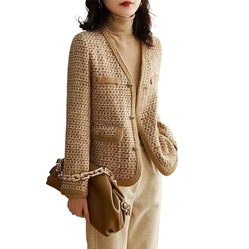 Manteau en tweed rétro femme mi-saison veste courte et large