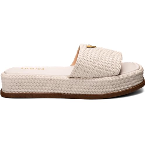 Sandália Feminina Tamanco Flatform Confortável Juta offwhite37