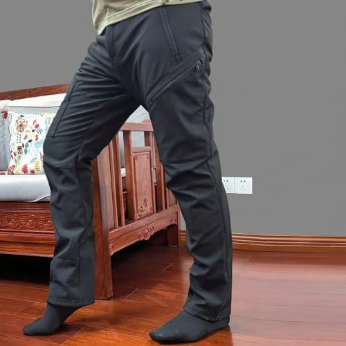 Pants for Man Winter Fall Color Block Cargo Thermal Fuzzy Straight Leg Basic Long Leg Pants Man 20254