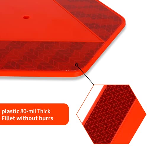 Slow Moving Vehicle Triangle Sign, Smv Sign, Orange Safety Triangle, Plastic 14"X16"X0.16"/5Mm Thick, Diamond Grade Reflective Up To 7 Years Outdoor For Golf Cart Accessories,Utv(Plastic) #TOP3