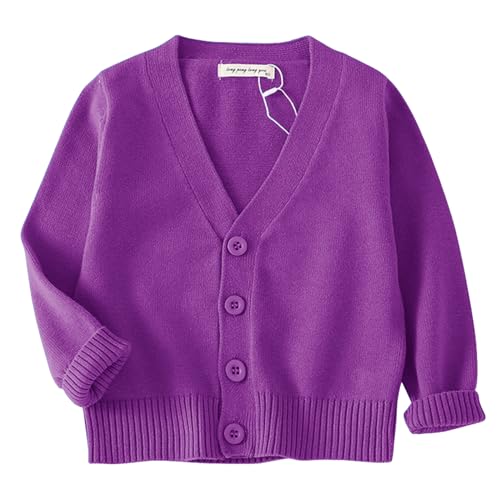 Image of Unisex Boys Girls Cardigans Sweater V-Neck Long Sleeve School Uniforms Button Knit Tops