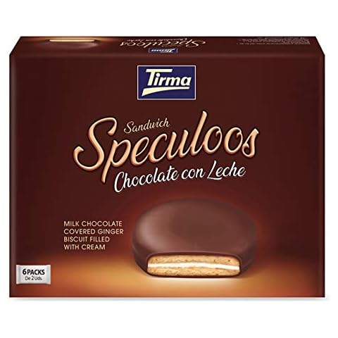 Tirma Box of Speculoos Ginger Biscuits Filled with Cream and Covered in Milk Chocolate (6 Packs x 40g), 240g Cover