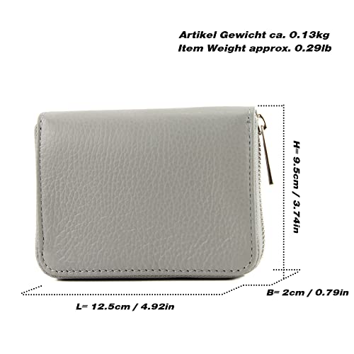 P04 - italian women's wallet genuine leather short (Grey)3