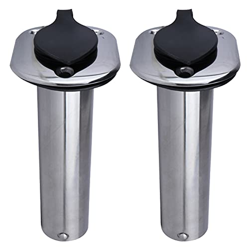 2 Pack Stainless Steel Fishing Rod Holder Flush Mount 90 Degree With Pvc Gasket, Liner For Marine Yacht (No Cap) #TOP16