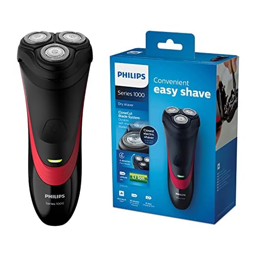 Philips 1000 series dry electric shaver with cleaning brush S1310/04 - Philips 1000 series dry electric shaver with cleaning brush S1310/04, Rotation shaver, CloseCut, 2 year(s), Black, Red, AC/