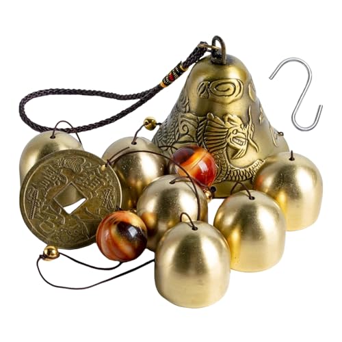 Large Clock Wind Chime With S-Shaped Hook - Retro Metal Decorative Pendants for Home, Stores, and Garden