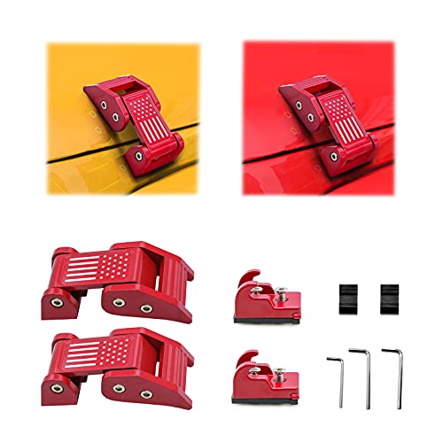 DATOUBOSS Hood Latches Catch Aluminum Hood Catch for 2007-2018 Jeep Wrangler JK & 2018-2021 JL JLU Locking Hood Catch Kit (Red Flag)