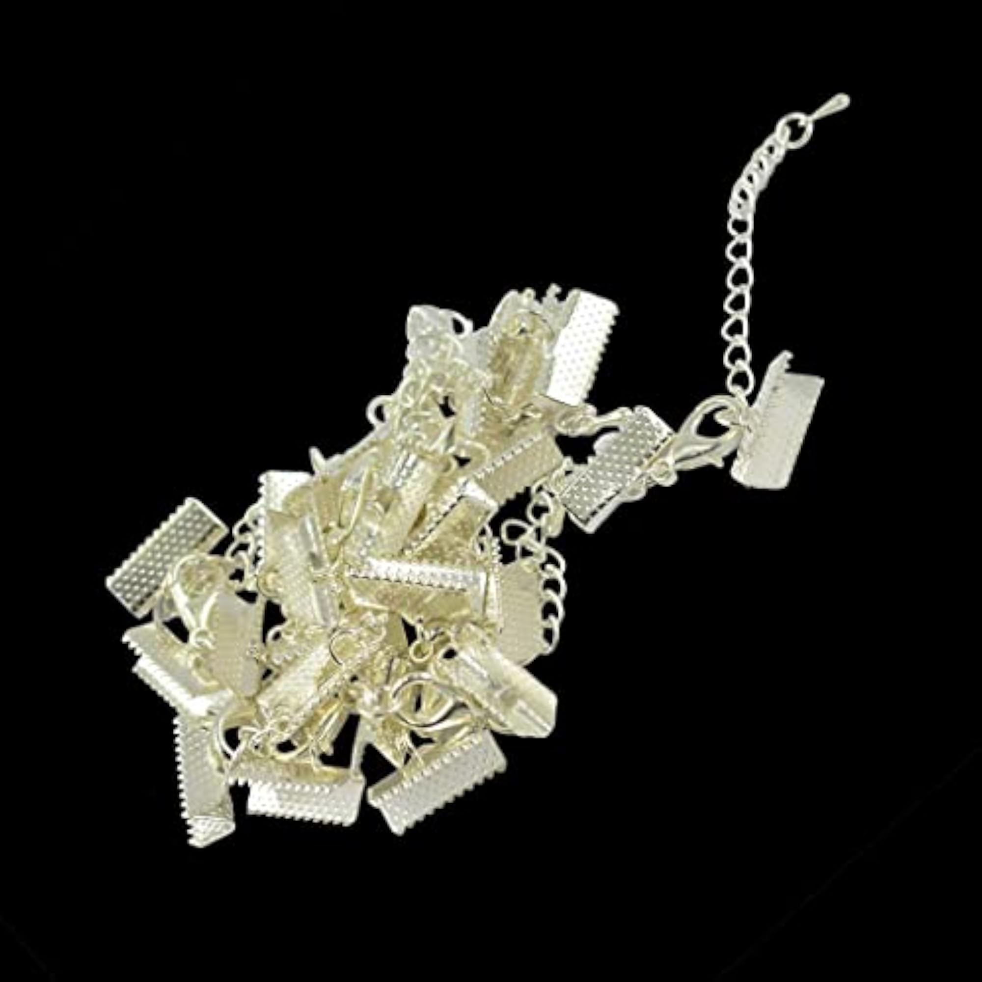 Silver White Plated Lobster Clasp Clip Ends Extender Chain Set