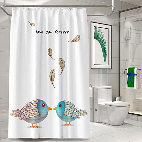 Rideau douche anti moisissure 240x200cm polyester imperméable oiseaux - 5