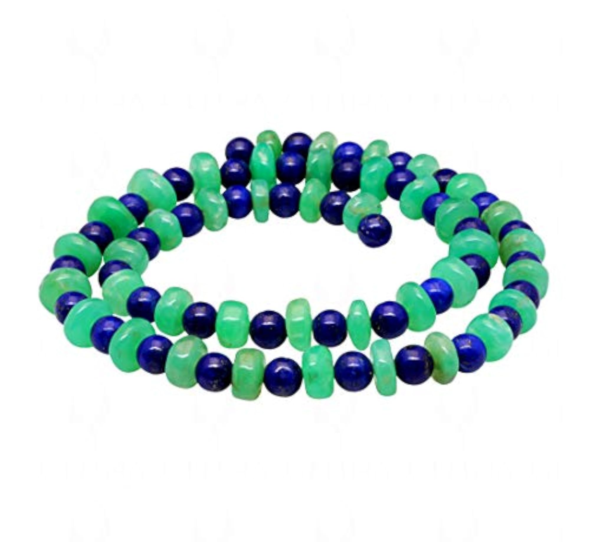 Jaipur Chrysoprase & Lapis Lazuli Gemstone Round Cabochon Bead Strand