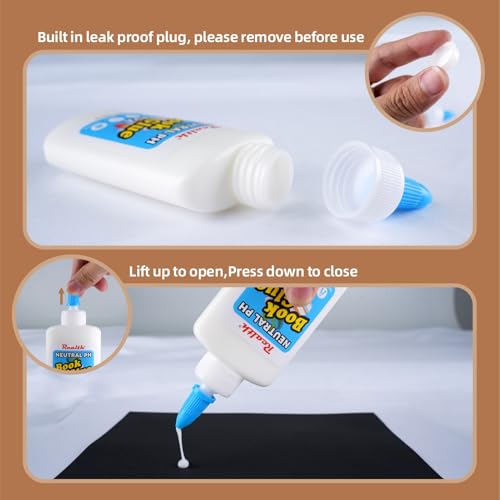 Realth Buchkleber/PVA Kleber | 200ml Weißleim PVA Glue | Klebt Kraftvoll & Schnell | Ideal für Scrapbook Papier Handwerk Karten Herstellung