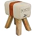 KADIMA DESIGN Tabouret Canzas Bois Massif Cuir Brun Springbok Tabouret Ottomane