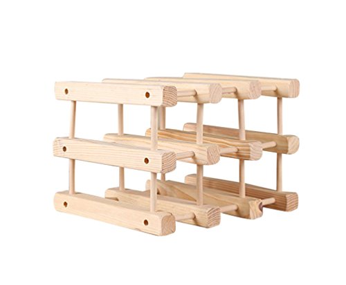 Zhiyuanan Moda Creativo Plegable Red Wine Rack Protección Ambiental Madera Maciza Estanteria De Vino Soporte De Exhibición del Vino De DIY Amarillo Pálido 34cm*26cm*24cm Cover
