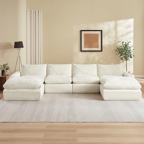 KEIKI 152.8" Oversized U Shaped Sectional Sofa, Modern Chenille Modular