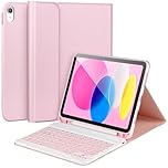 APHBZGE for iPad 11/10th Generation Case with Keyboard,Detachable Bluetooth Keyboard case for iPad A16 2025 11 inch/10th Gen 2022 10.9’’ with Pencil Holder, Square Keycaps,Pink