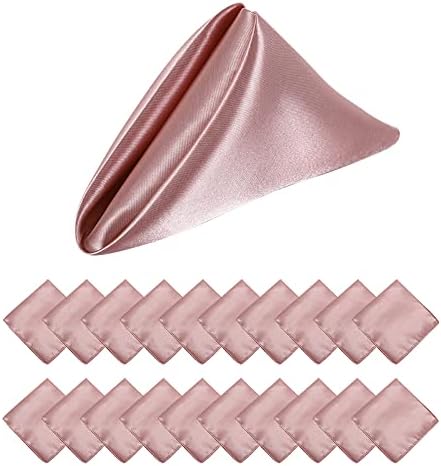 LLLCF 20 Pack Square Satin Napkin Bright Silk Table Napkin for Wedding Banquet Party Decoration,17X17inch (Rose Gold)