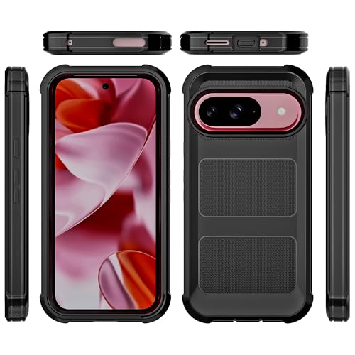 Image of Cubix Armor Defender Rugged Case Compatible for Google Pixel 9 / Pixel 9 Pro Back Cover Slim, Shockproof, Dual-Layer Design with Camera Protection - Black