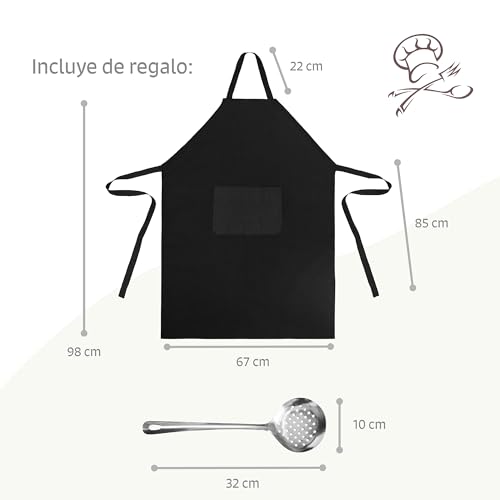 Paellero de gas Garcima de 50cm + Paellera Garcima de 60cm + Patas Reforzadas Garcima para Paellero + Regulador de Gas y Manguera con abrazaderas