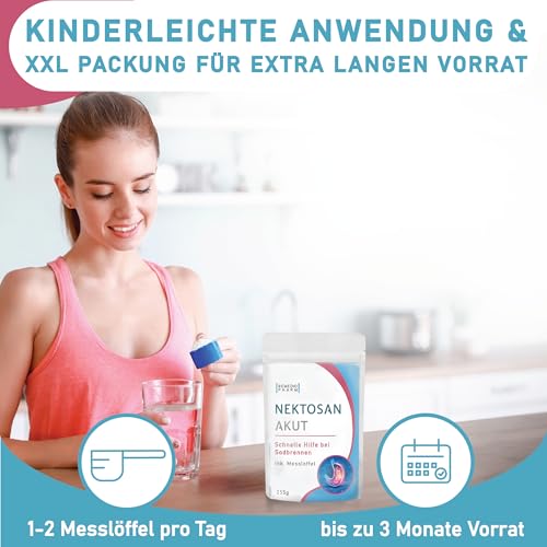 NEU! Nektosan Akut gegen Sodbrennen | Pantoprazol Alternative | Schneller akuter SOS Blocker bei Brennen -Vorbeuge gegen Reflux | XXL Packung 255g
