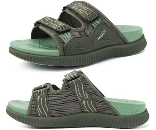 Image of KuaiLu Mens Orthotic Sandals Athletic Thick Cushion Recovery Sport Slides Adjustable Strap Open Toe Walking Sandles With Comfortable Plantar Fasciitis Arch Support