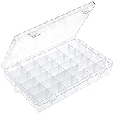 Outuxed 36 Grids Plastic Organizer Box Craft Storage Bead Organizer with Compartment Dividers Jewelry Box for Tackles Washi Tapes Sewing Threads Rock Screws Art