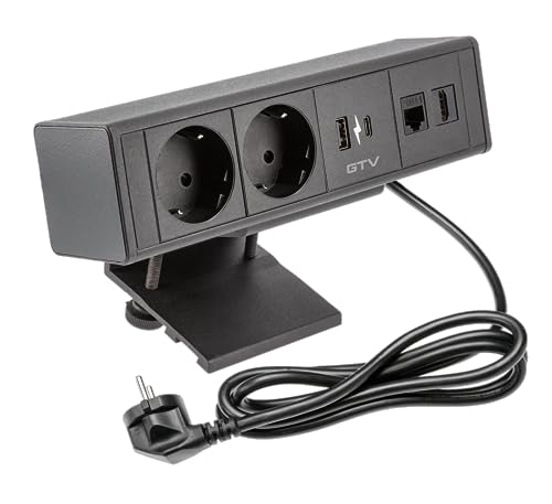 Prise de meuble bar multiprise encastrable HDMI USB C noir pour table de réunion