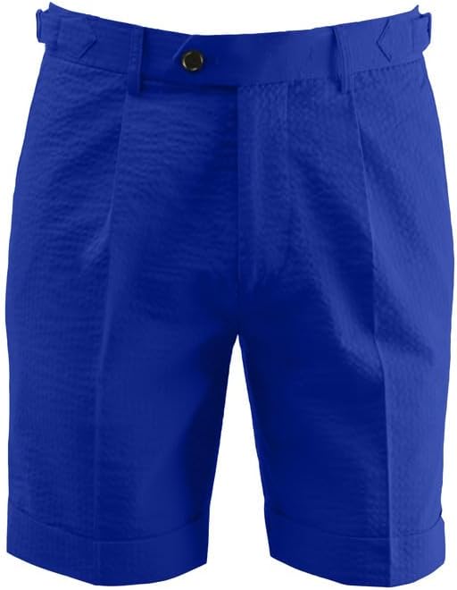 Men's Seersucker Casual Shorts High Waist Arrow Waistband Summer Breathable Slim Dress Shorts