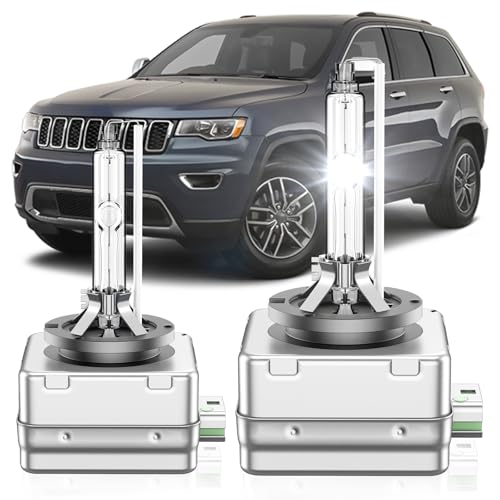 SENROBO Fit for Jeep 2017-2021 Compass 2014-2021 Grand Cherokee 2014-2018 Cherokee D3S HID Xenon Headlight Bulb 350% Brightness High Low Beam Light Bulbs 6000K Cool White Pack of 2